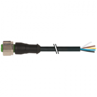 M12 female 0° A-cod. with cable, PVC, 10m