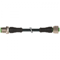 M12 male 0° / M12 female 0° A-cod. PVC 5x0.34 bk UL/CSA 5m