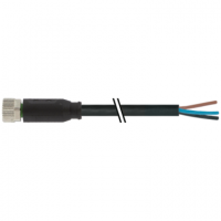 M8 female 0° A-cod. with cable, PVC 3x0.25, 3m