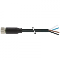 M8 female 0° A-cod. with cable, PVC, 5m