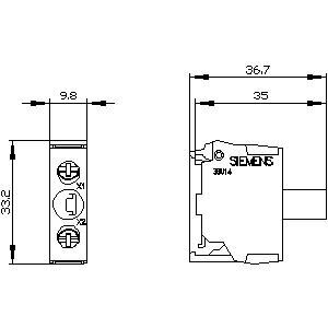 3SU1 401-2BF60-1AA0 modulis LED į dėžutę 230VAC, baltas 1