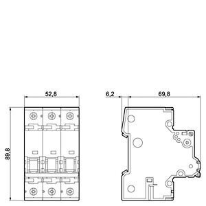 5SY6 310-7 Miniature circuit breaker 400 V 6kA, 3-pole, C, 10A, D=70 mm  1