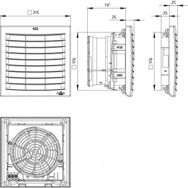 FPO 118 grotelės su filtru 215x215 (176x176)/IP54 1