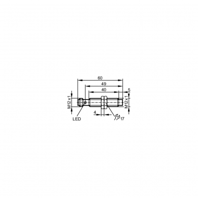 IFK3004-BPKG/US-100 indukcinis jutiklis, M12, Sn=4mm, PNP NO, non-flush 1