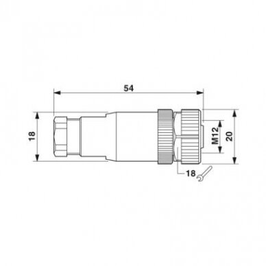 SACC-M12FS-4CON-PG7-M lizdas tiesus, kabelio prijungimas varžtais  1