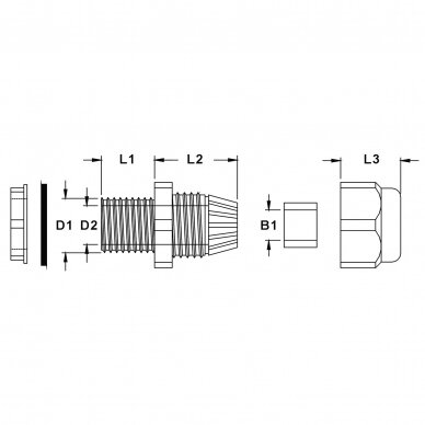 Sandariklis M16 su veržle ø5-10mm/IP68 1