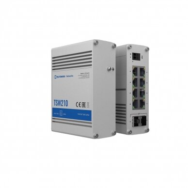 TSW210 unmanaged industrial switch, 8x LAN 10/100/1000 Mbps + 2x SFP, be PSU, DIN mounting 3